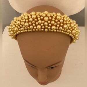 Elegant Gold Pearl Headband